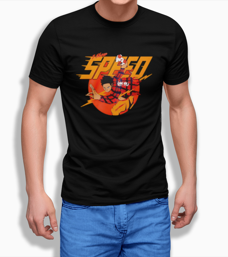 IShowSpeed Speed Flash Anime Character With Soccer Ball And Lightning Bolt T-Shirt