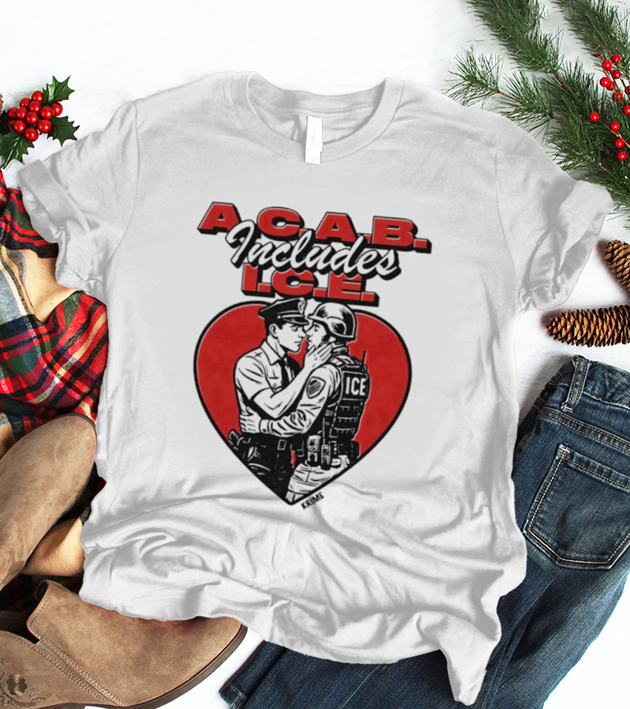 ACAB Includes ICE Anti Police Heart Shape Red And Black T-Shirt