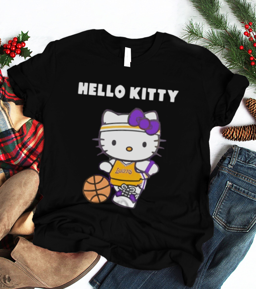 Los Angeles Lakers Hello Kitty Basketball Collaboration T-Shirt