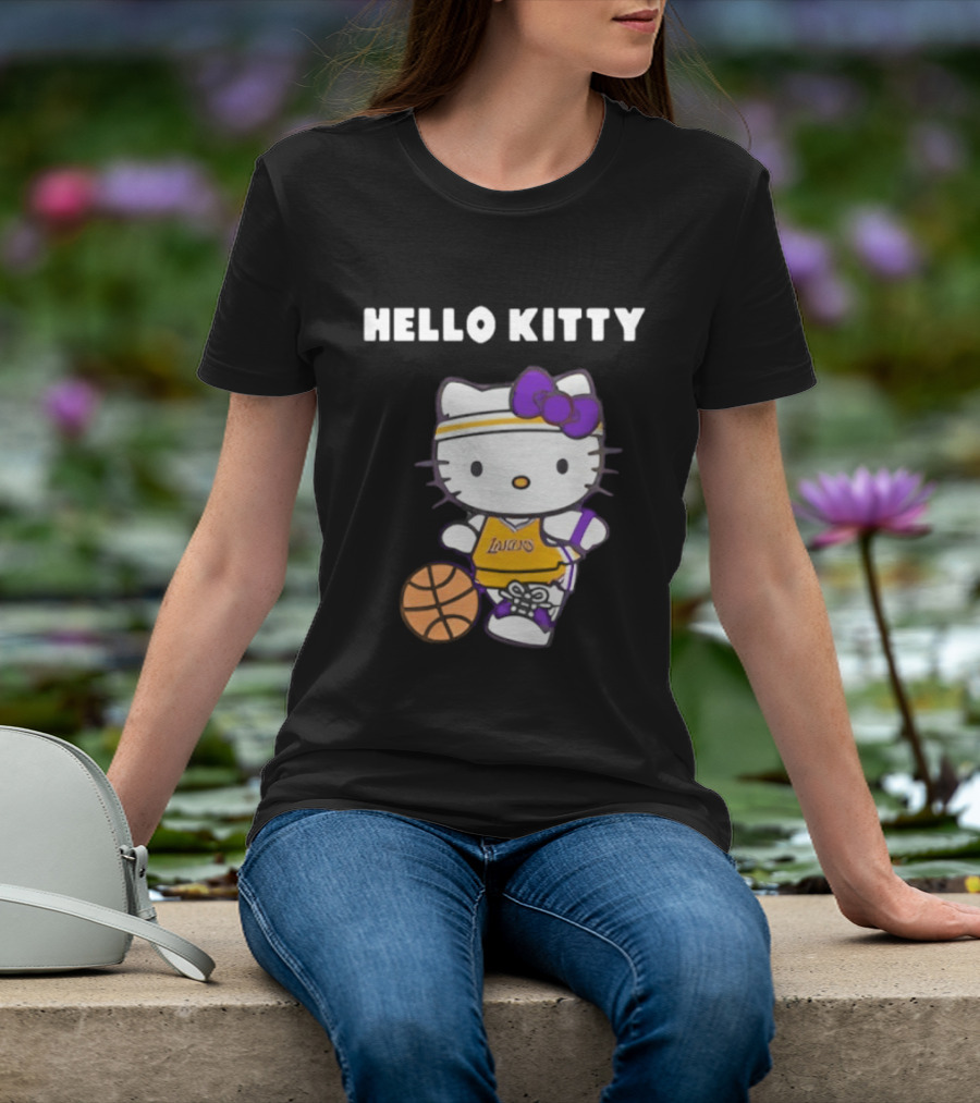 Los Angeles Lakers Hello Kitty Basketball Collaboration T-Shirt