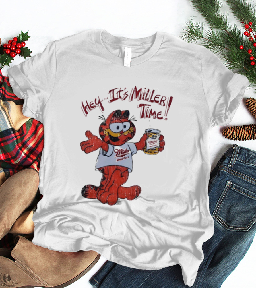 Hey It's Miller Time Garfield Comic T-Shirt