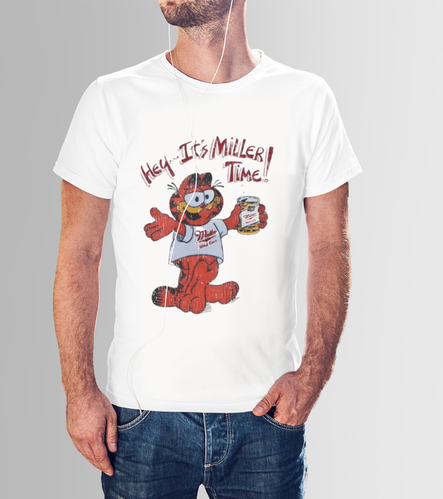 Hey It's Miller Time Garfield Comic T-Shirt