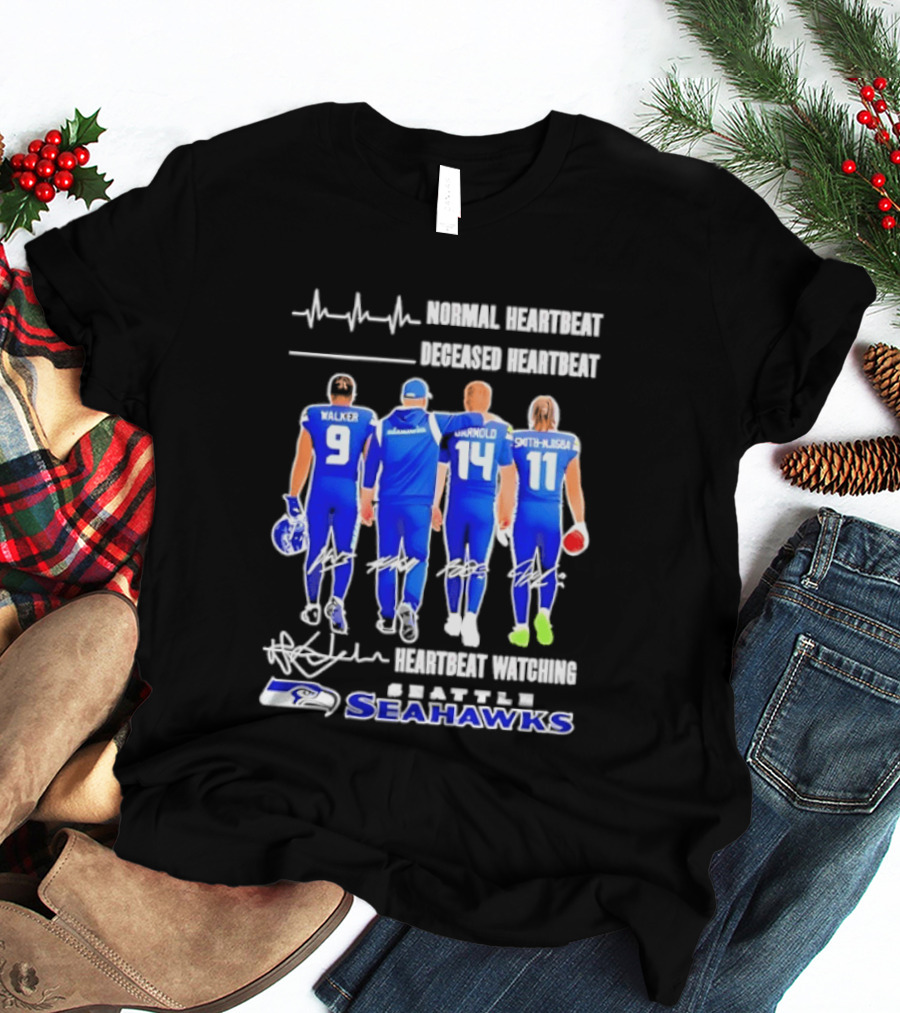 Seahawks Normal Heartbeat Deceased Heartbeat Walker Arnold Smith Njigba Signatures Seattle T-Shirt
