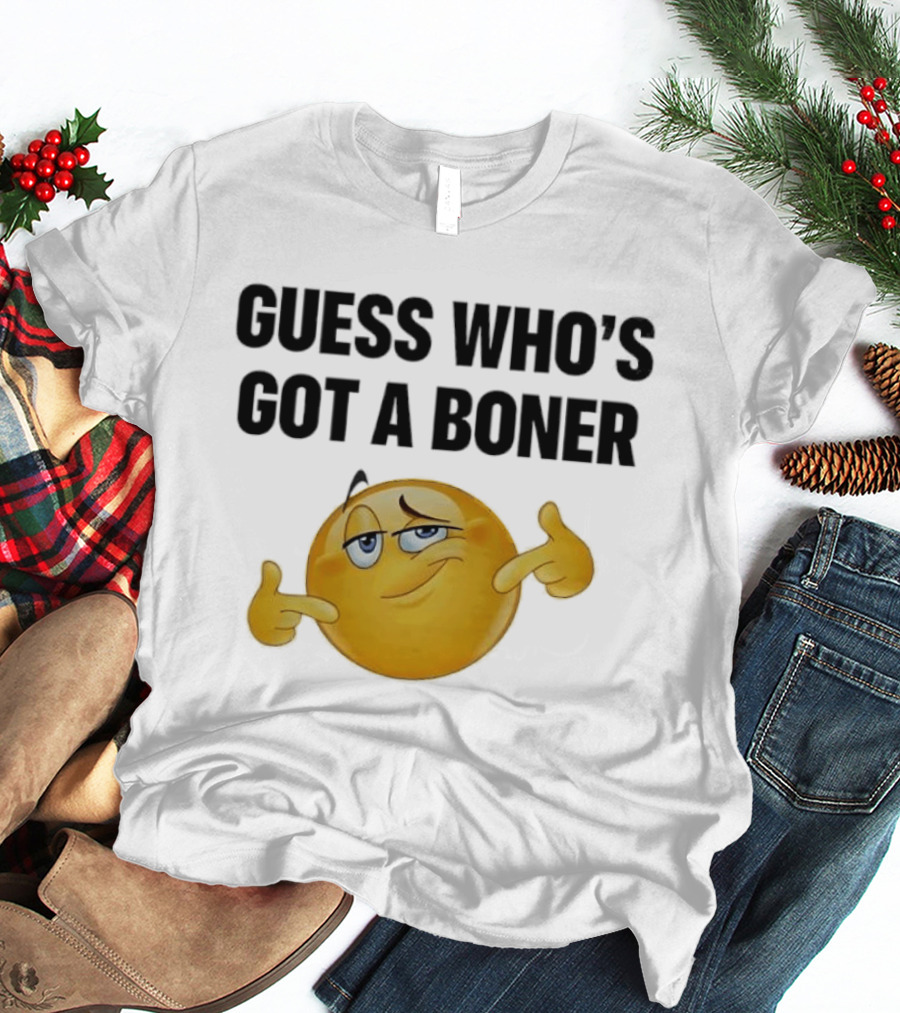 Guess Who's Got A Boner Emoji Pointing Hands T-Shirt
