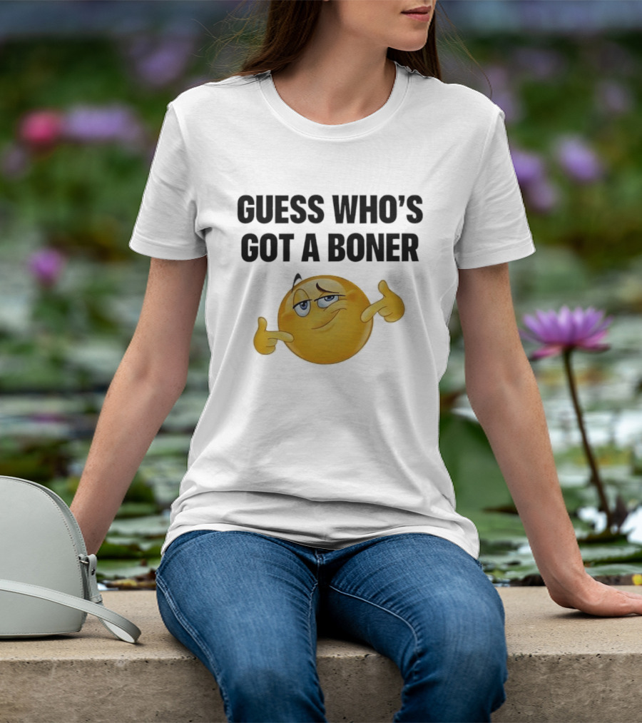 Guess Who's Got A Boner Emoji Pointing Hands T-Shirt