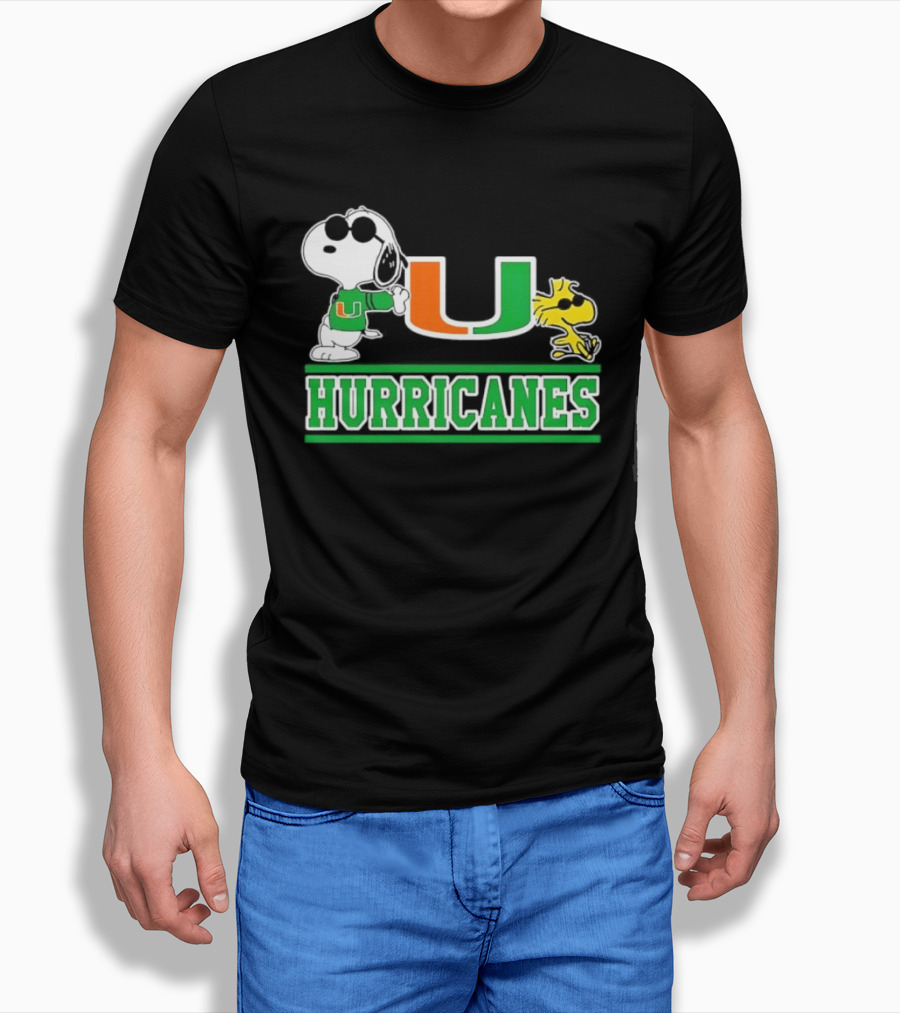 Snoopy Woodstock Miami Hurricanes U T-Shirt