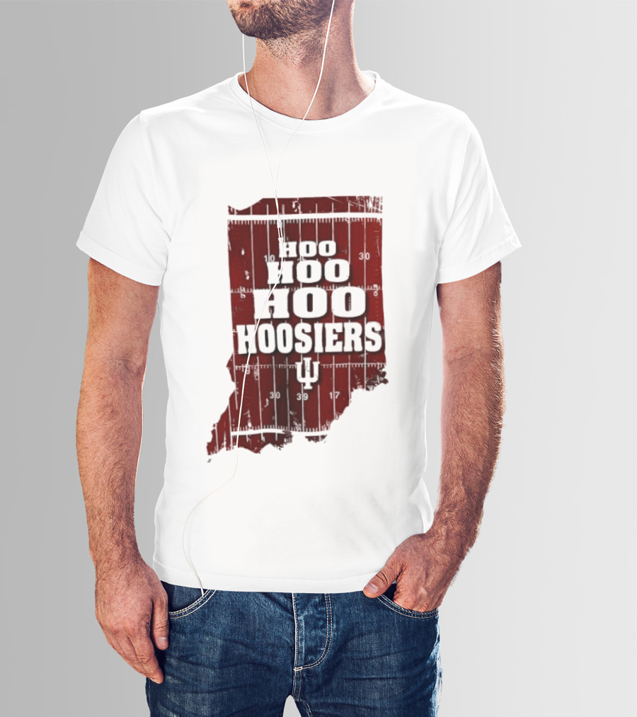 Indiana Map Hoo Hoo Hoo Hoosiers IU Block Letters T-Shirt