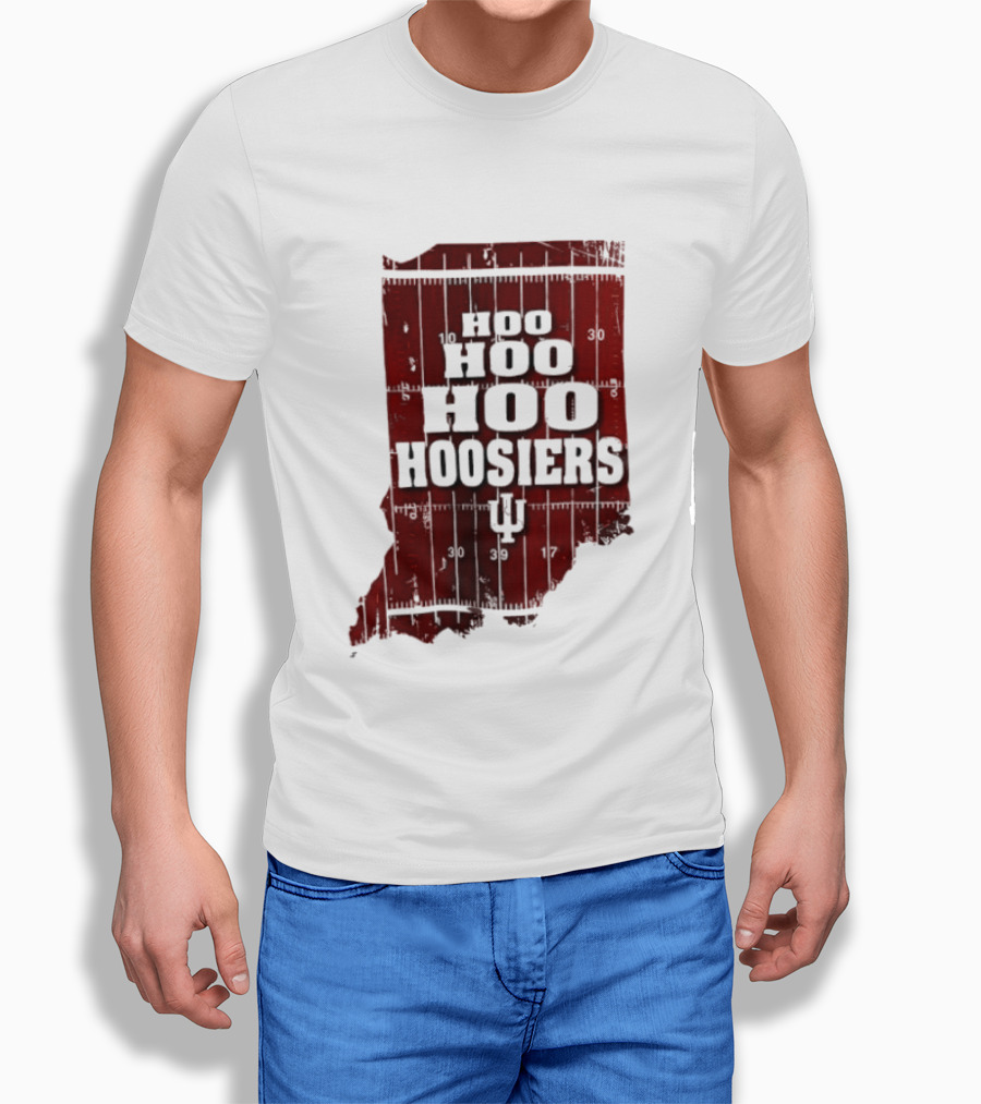 Indiana Map Hoo Hoo Hoo Hoosiers IU Block Letters T-Shirt