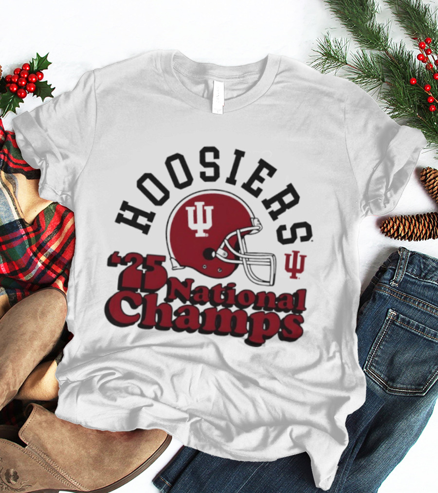Hoosiers '25 National Champs Red Helmet T-Shirt