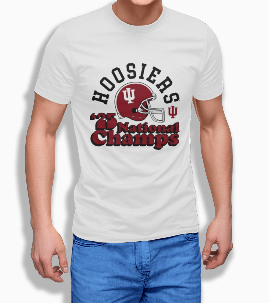 Hoosiers '25 National Champs Red Helmet T-Shirt