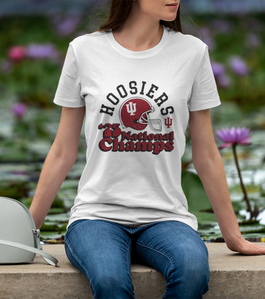 Hoosiers '25 National Champs Red Helmet T-Shirt