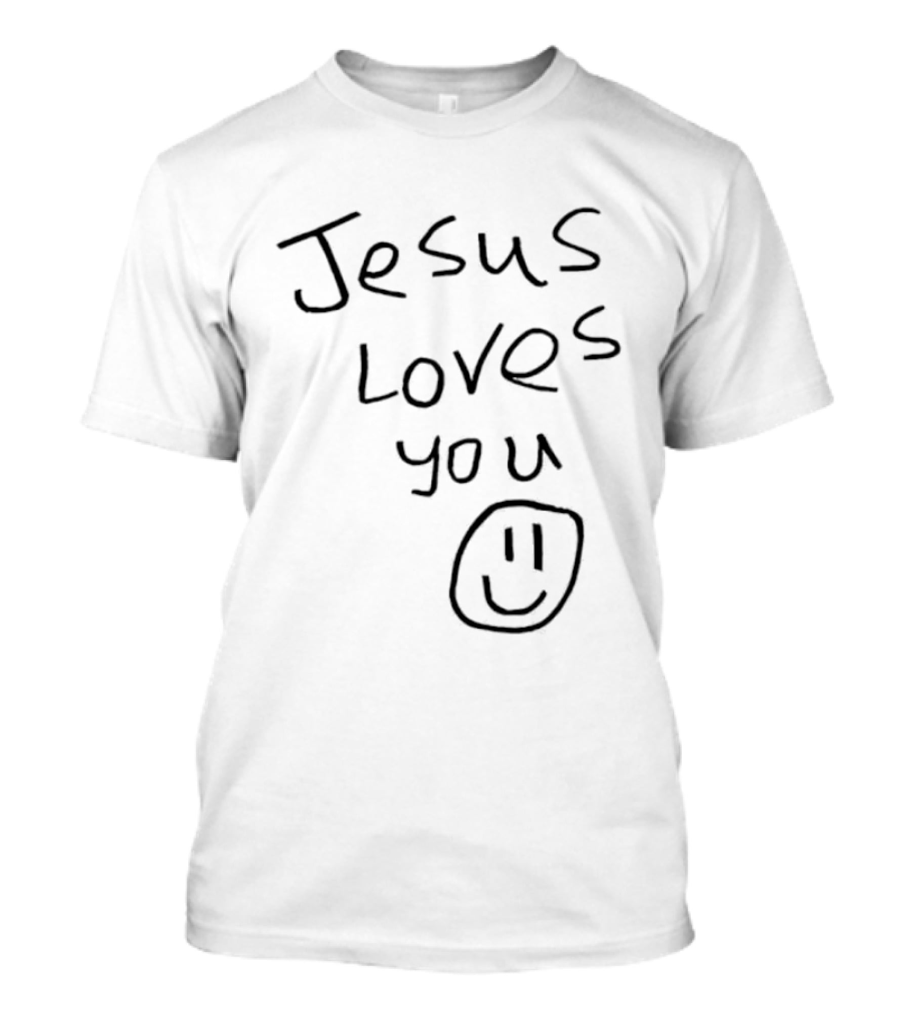 Jesus Loves You Smiley Face Drawing T-Shirt