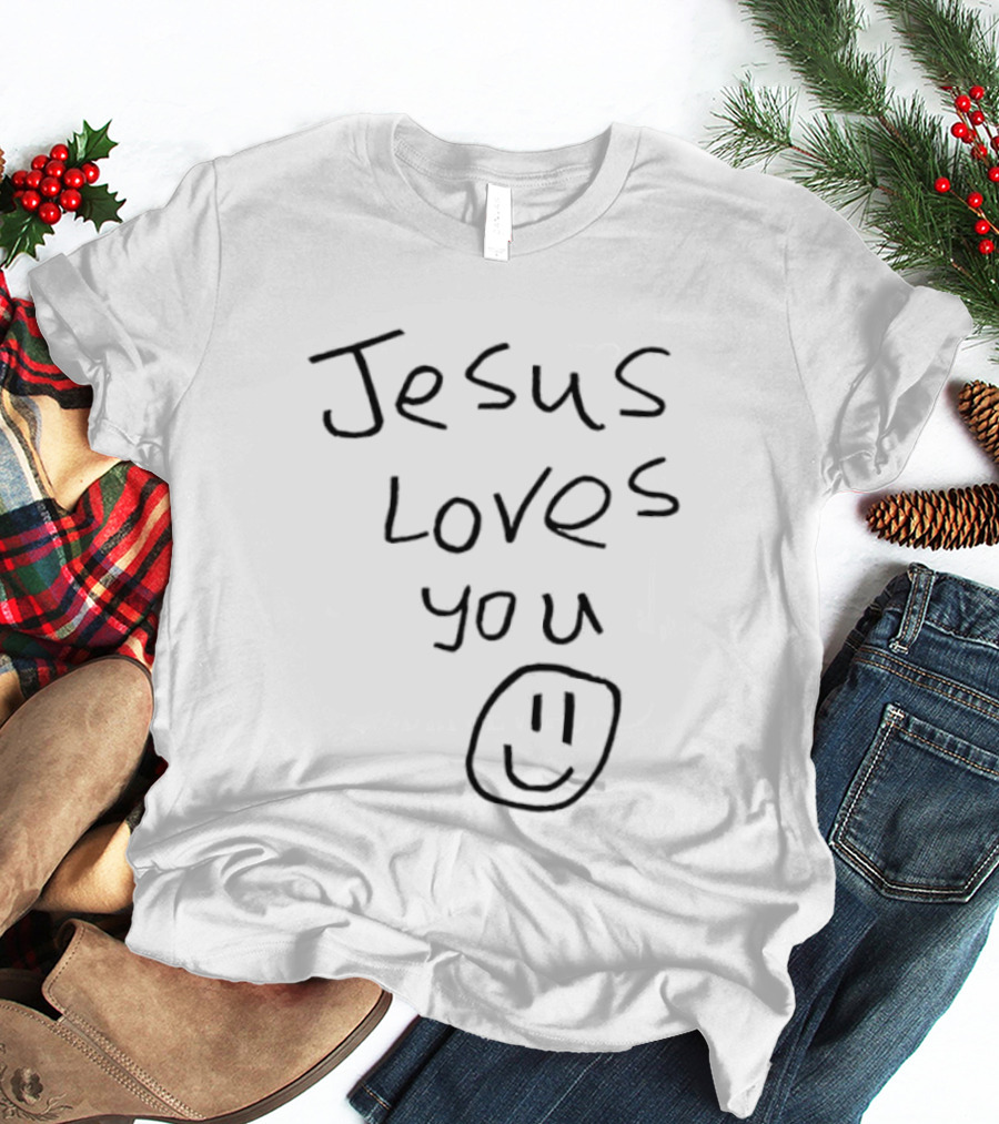Jesus Loves You Smiley Face Drawing T-Shirt