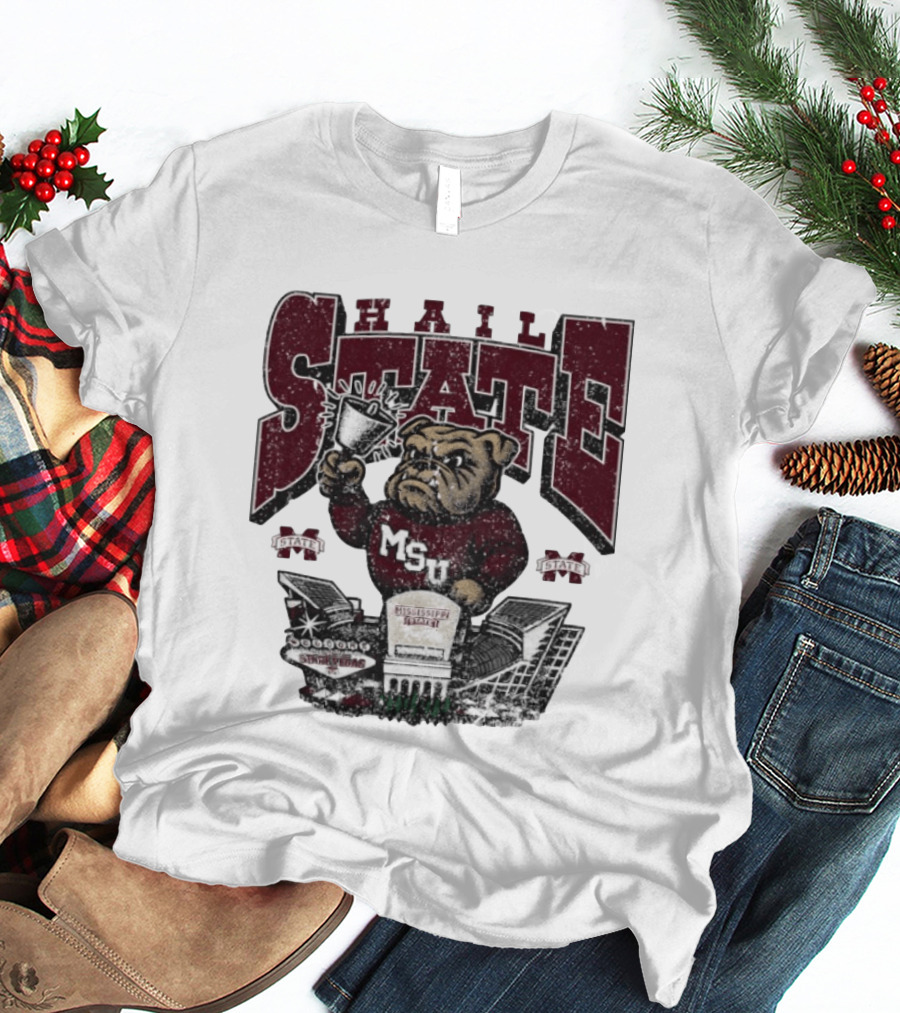 Hail State MSU Mississippi State Bulldogs Stadium Cowbell T-Shirt