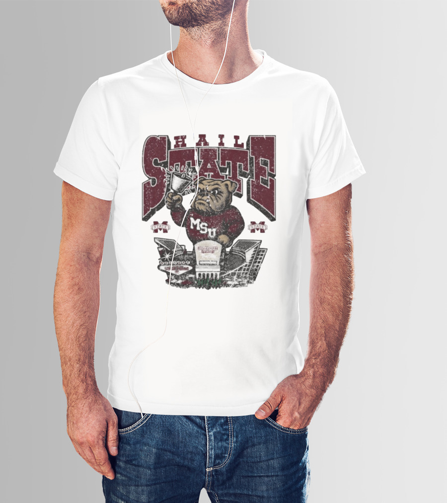 Hail State MSU Mississippi State Bulldogs Stadium Cowbell T-Shirt