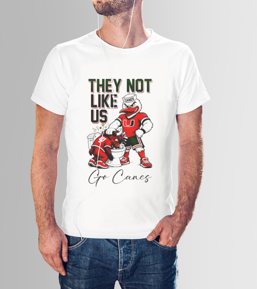They Not Like Us Go Canes Miami Hurricanes Indiana Hoosiers Mascots T-Shirt