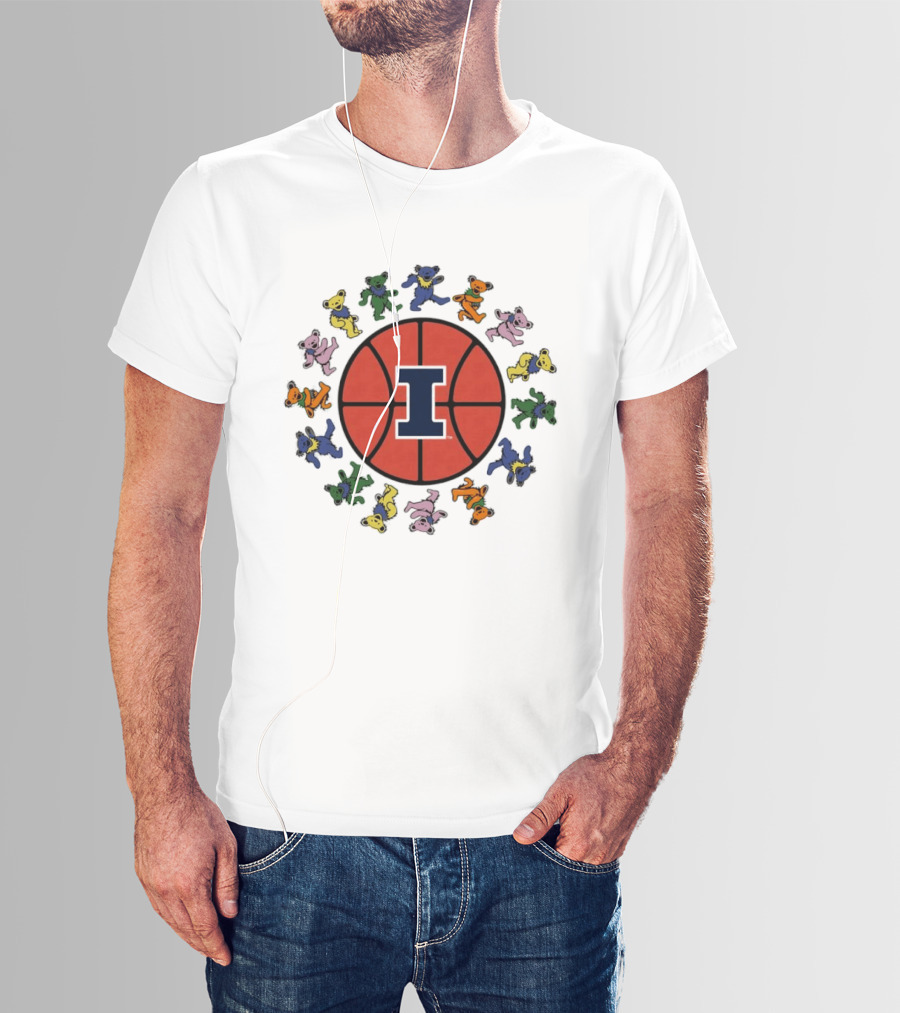 University Of Illinois Grateful Dead Bears Basketball T-Shirt