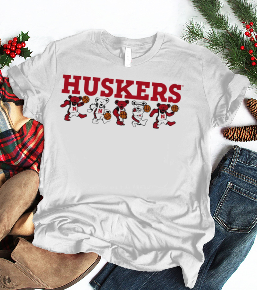 Huskers Grateful Dead Dancing Bears Basketball T-Shirt