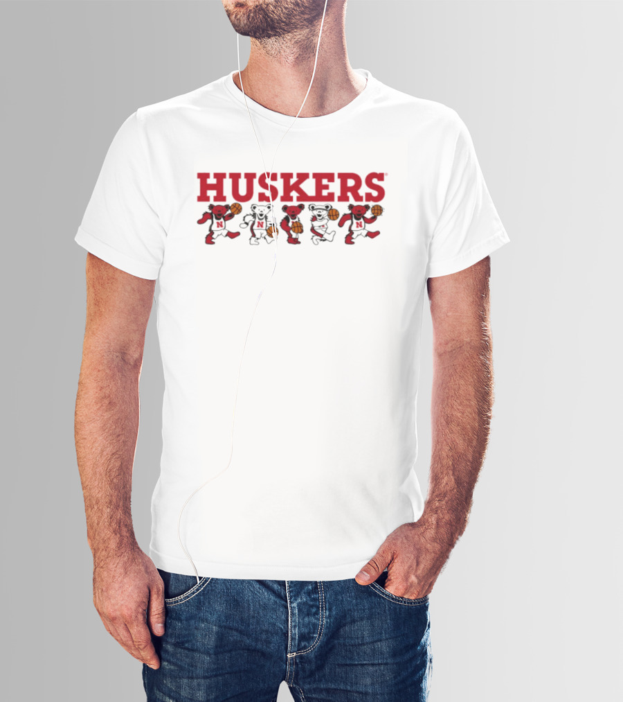 Huskers Grateful Dead Dancing Bears Basketball T-Shirt
