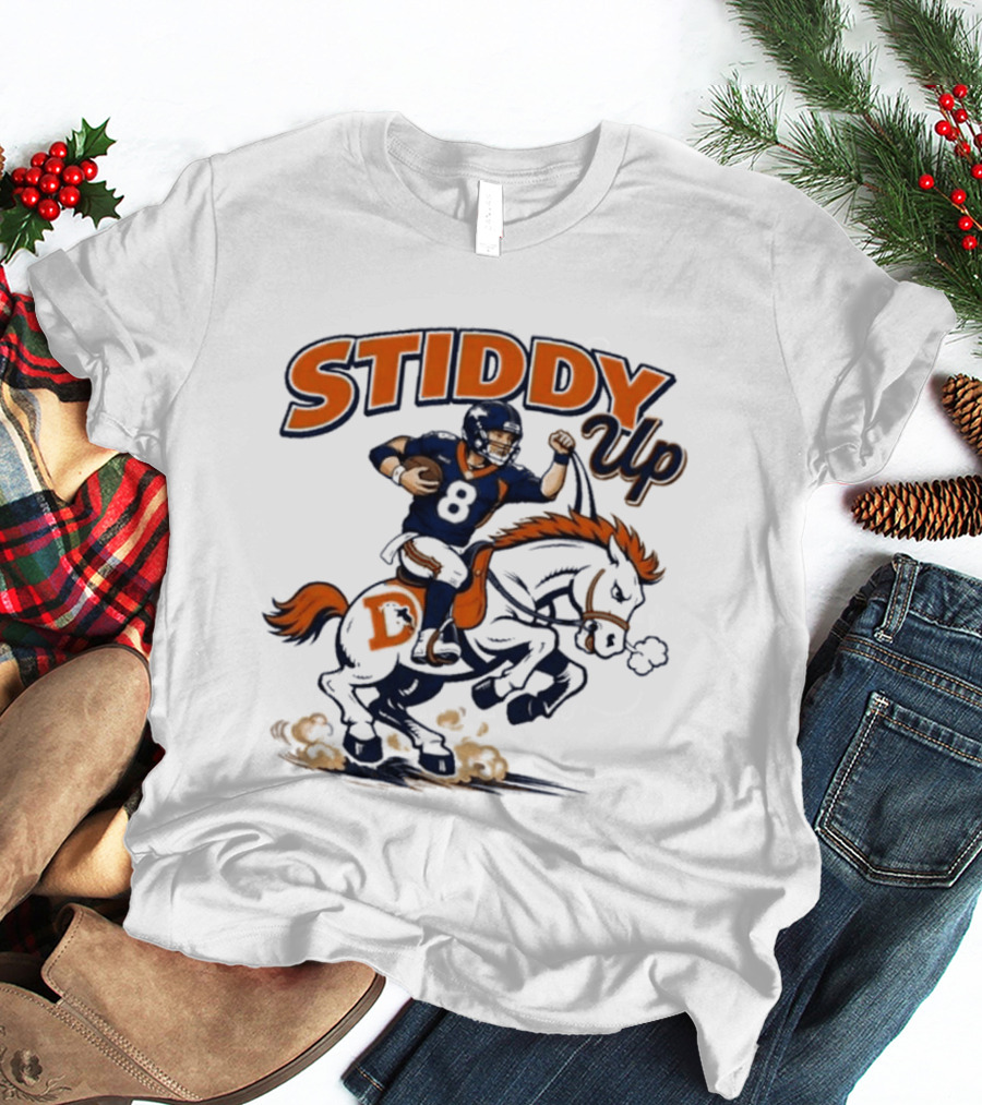 Jarrett Stidham Denver Broncos Stiddy Up Horseback Touchdown T-Shirt