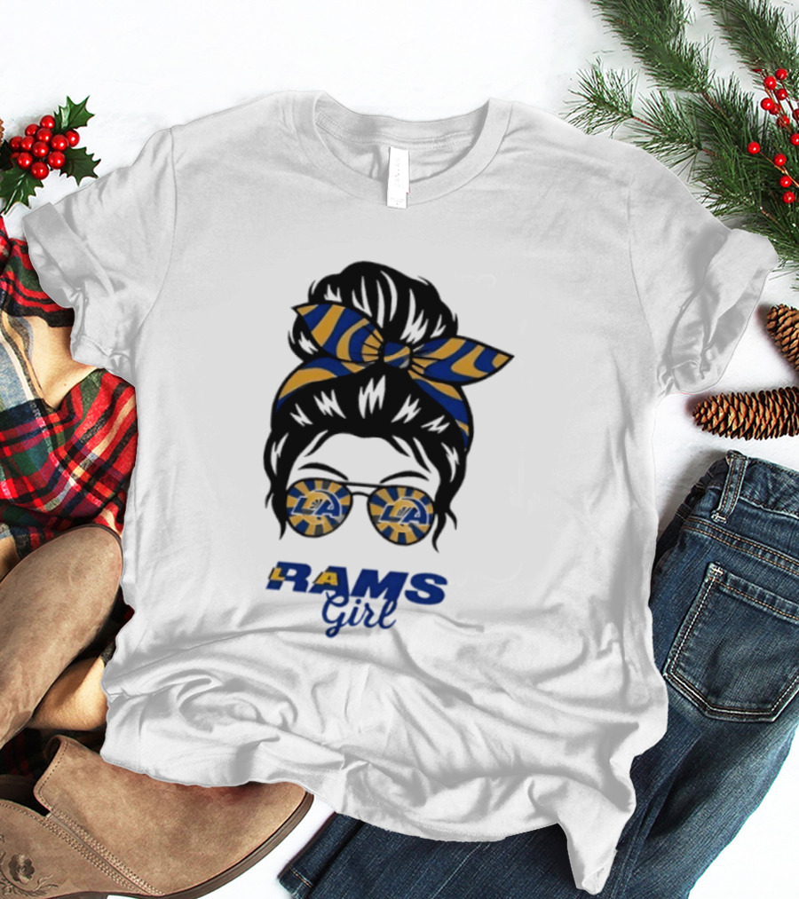 Rams Girl Messy Bun Sunglasses T-Shirt