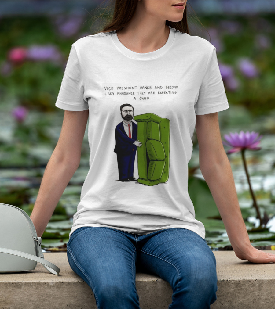 Vice President Vance And Second Lady Expecting Child Iconic Couch Scene T-Shirt