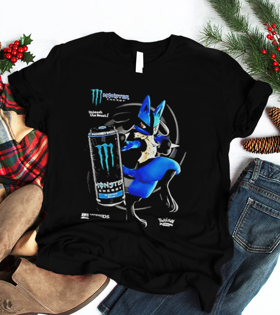Pokémon Lucario Monster Energy Can Líquido Azulado Invigorante T-Shirt