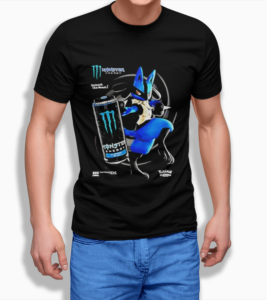 Pokémon Lucario Monster Energy Can Líquido Azulado Invigorante T-Shirt