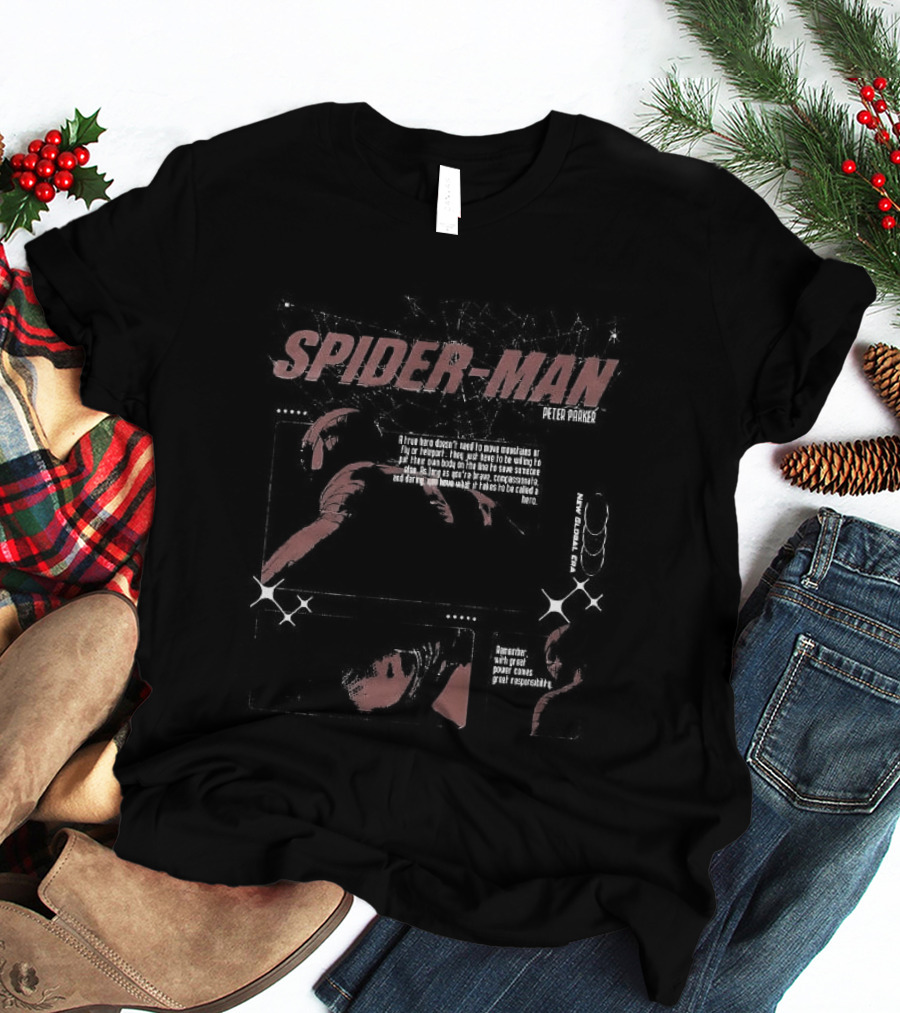 Spider Man Peter Parker Remember With Great Power Comes Great Responsibility Comic Strip T-Shirt
