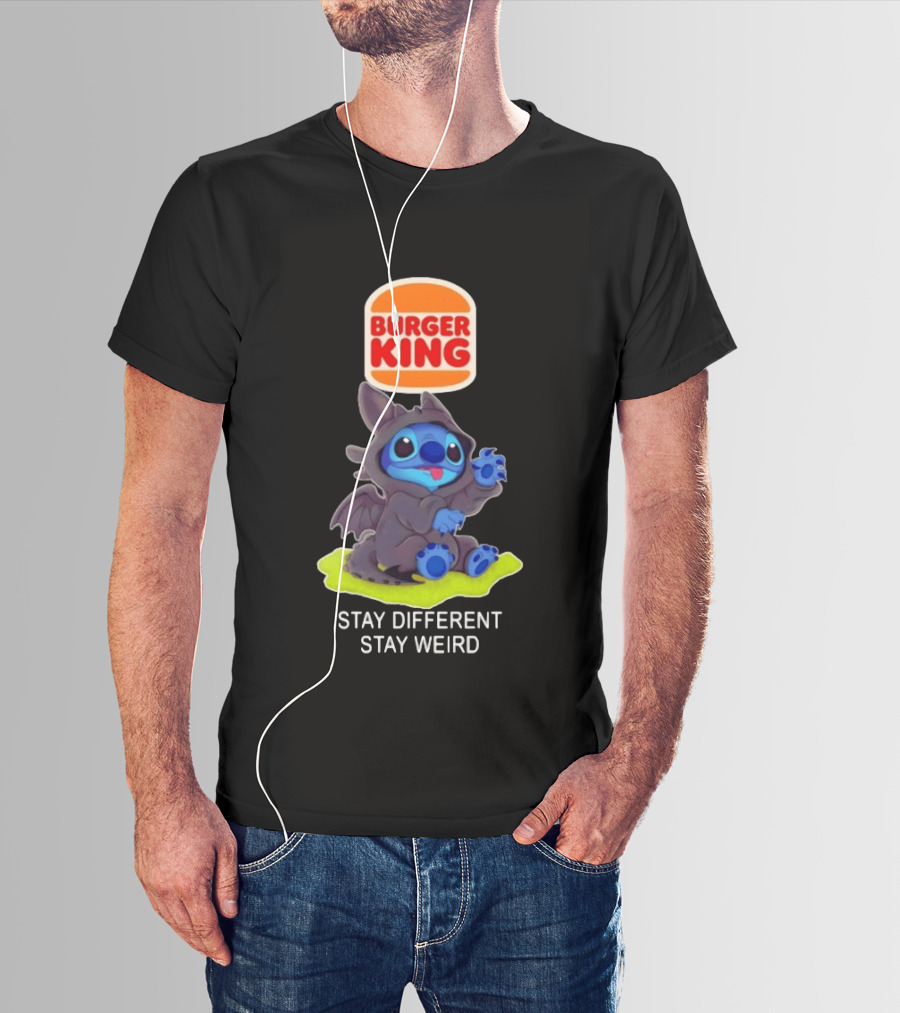 Burger King X Toothless Stitch Collaboration Stay Different Stay Weird T-Shirt