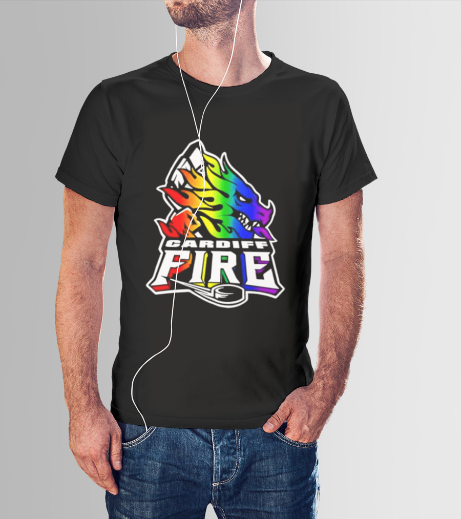 Cardiff Fire Pride Rainbow Hockey T-Shirt