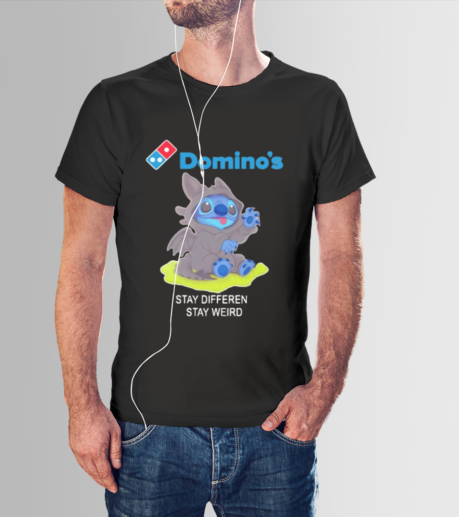 Domino's Pizza Collab Toothless Stitch Stay Different Stay Weird T-Shirt