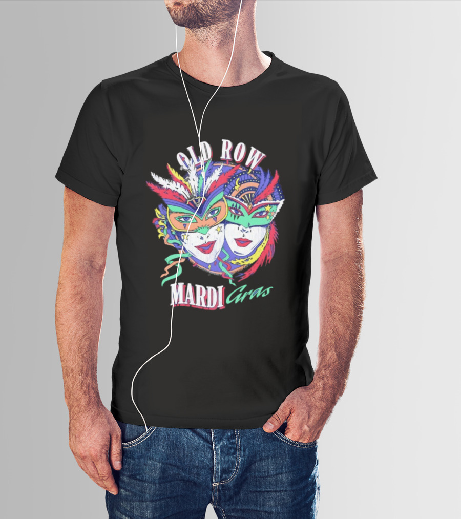Old Row Mardi Gras Masks Colorful Feathers T-Shirt
