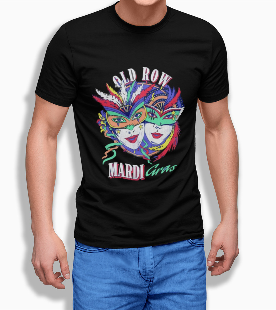 Old Row Mardi Gras Masks Colorful Feathers T-Shirt
