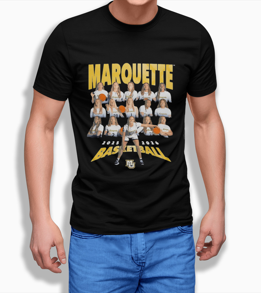 Marquette 2025 2026 Women's Basketball Team Collage T-Shirt