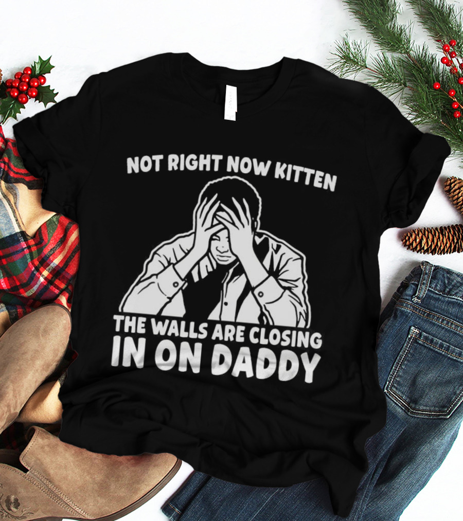 Not Right Now Kitten The Walls Are Closing In On Daddy Stress Humor T-Shirt