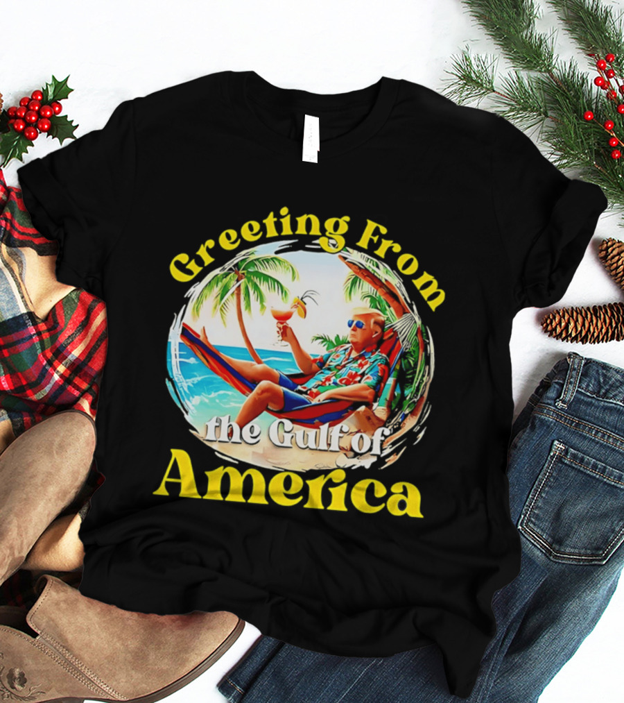 Greeting From The Gulf Of America Tropical Beach Scene T-Shirt