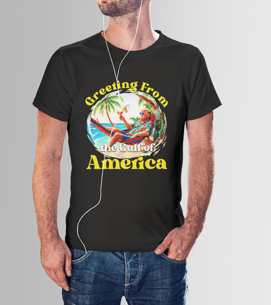 Greeting From The Gulf Of America Tropical Beach Scene T-Shirt