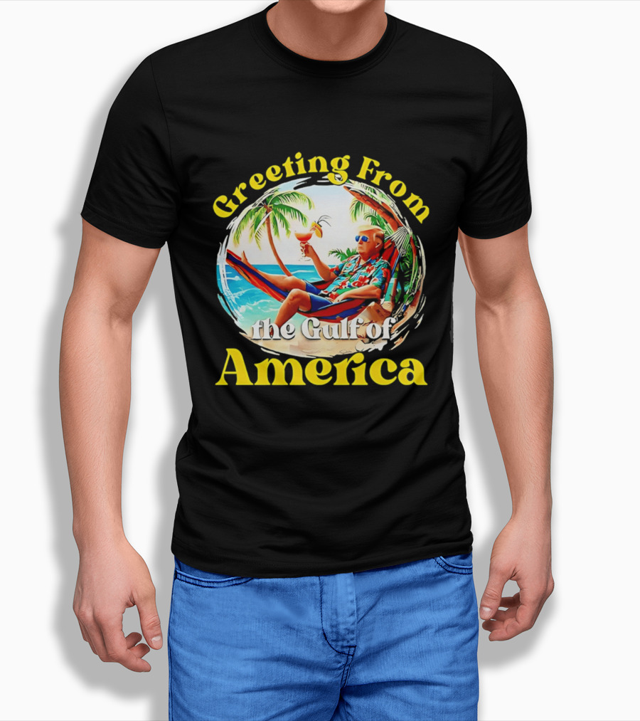 Greeting From The Gulf Of America Tropical Beach Scene T-Shirt