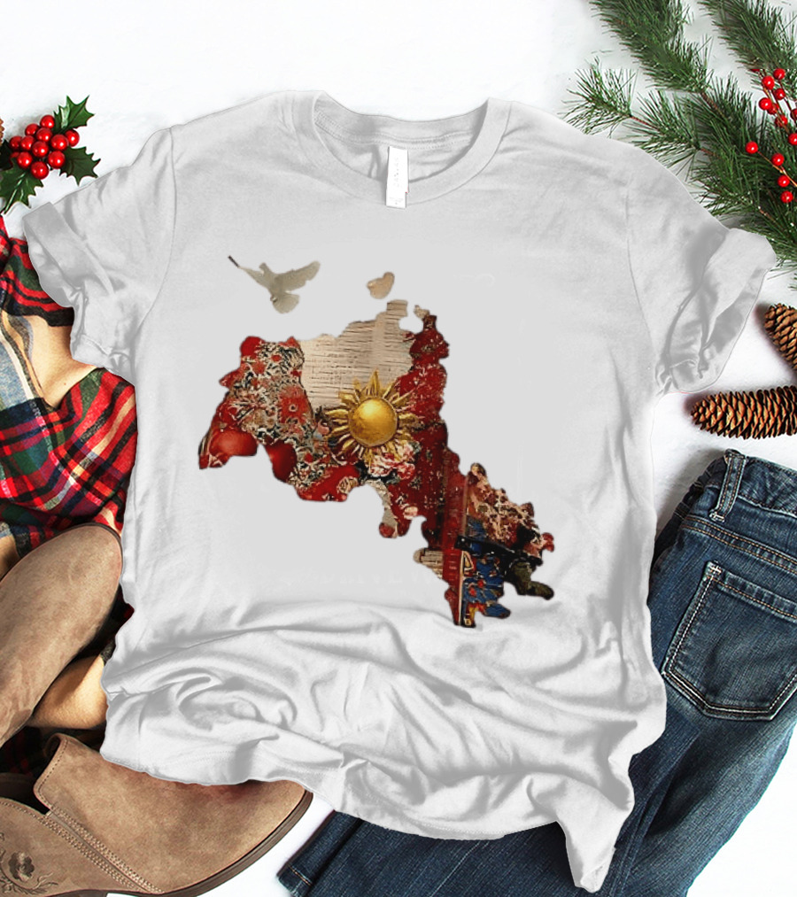 Map Of Kurdistan With Sun And Peace Dove T-Shirt