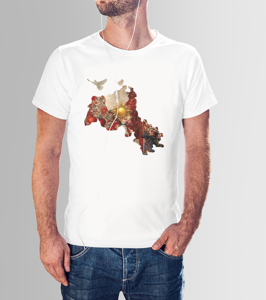 Map Of Kurdistan With Sun And Peace Dove T-Shirt