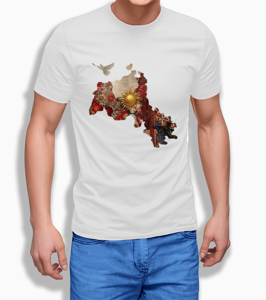 Map Of Kurdistan With Sun And Peace Dove T-Shirt