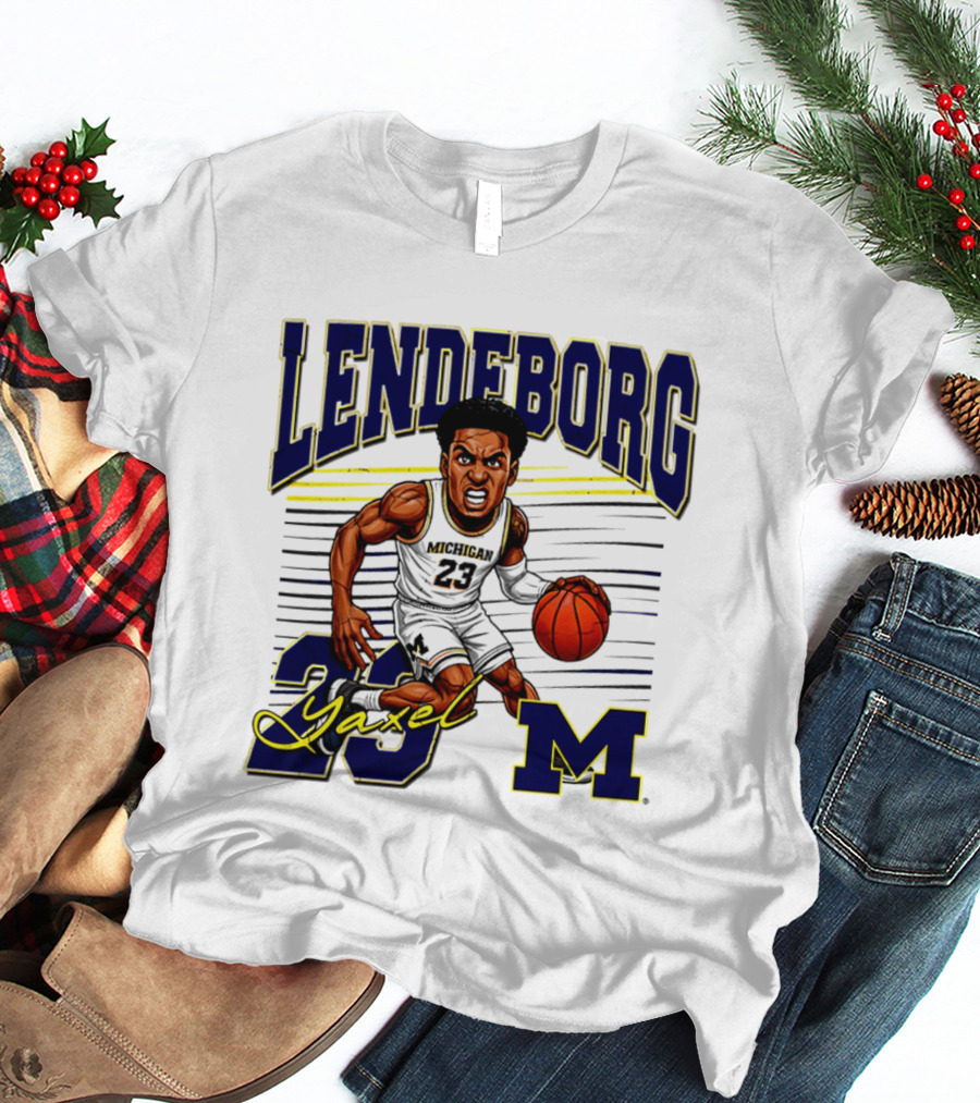 Lendeborg Yaxel 23 Michigan Basketball Caricature M T-Shirt