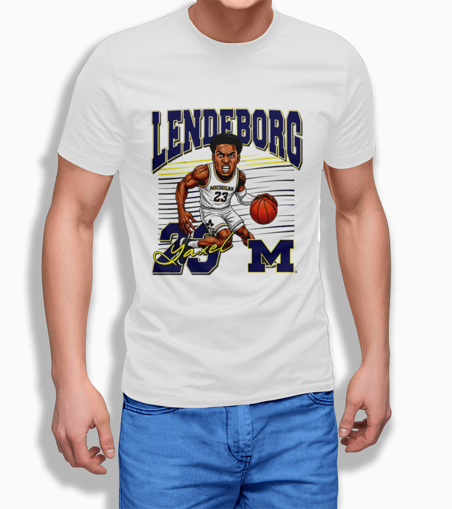 Lendeborg Yaxel 23 Michigan Basketball Caricature M T-Shirt