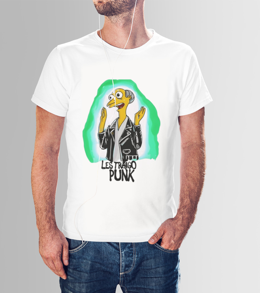 Mr Burns Les Traigo Punk Leather Jacket Green Aura T-Shirt