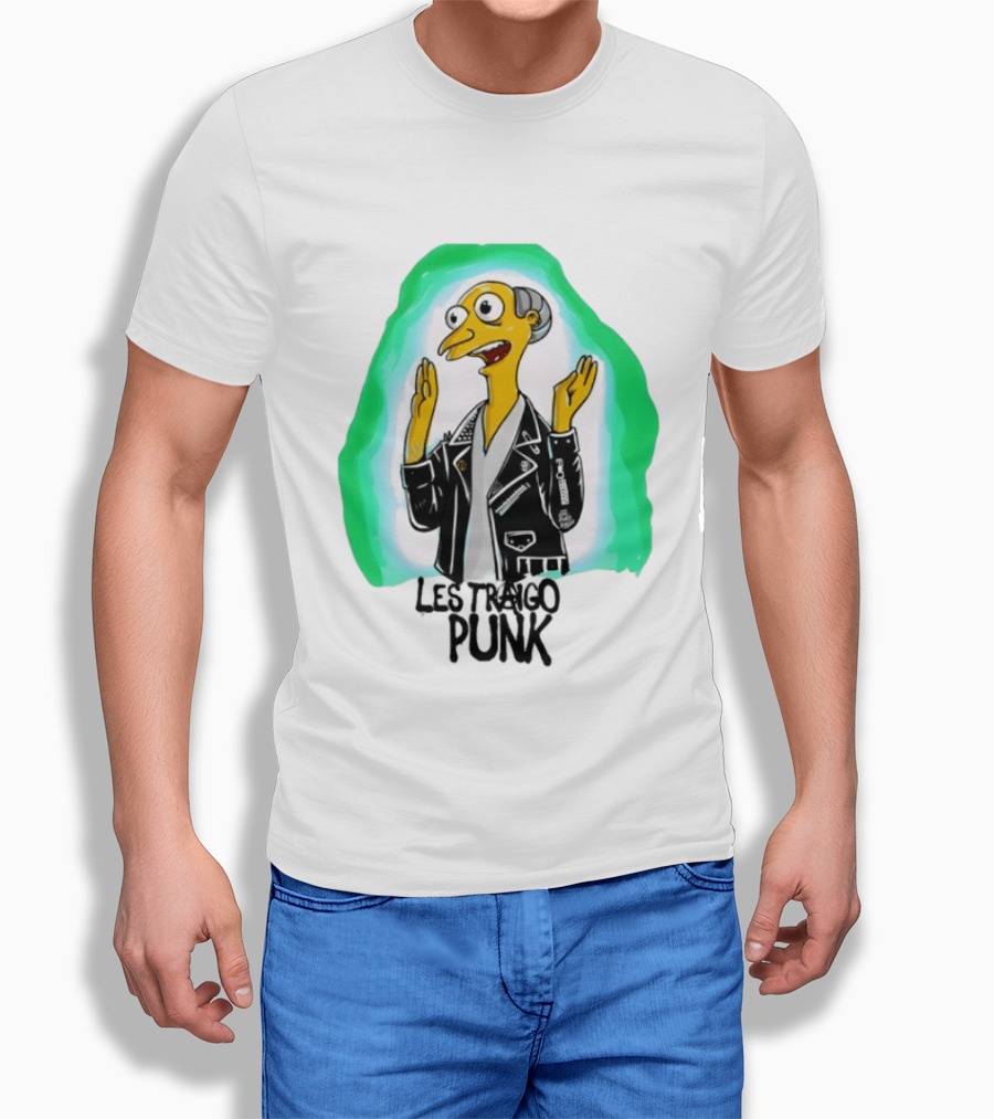 Mr Burns Les Traigo Punk Leather Jacket Green Aura T-Shirt