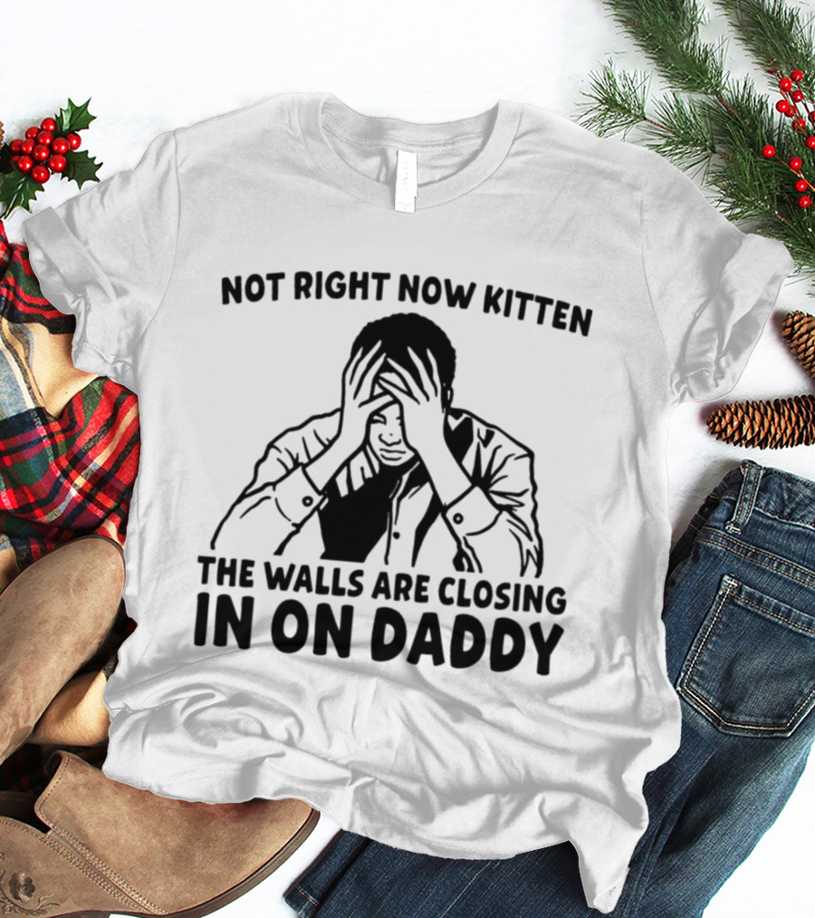 Not Right Now Kitten The Walls Are Closing In On Daddy Stress Humor T-Shirt