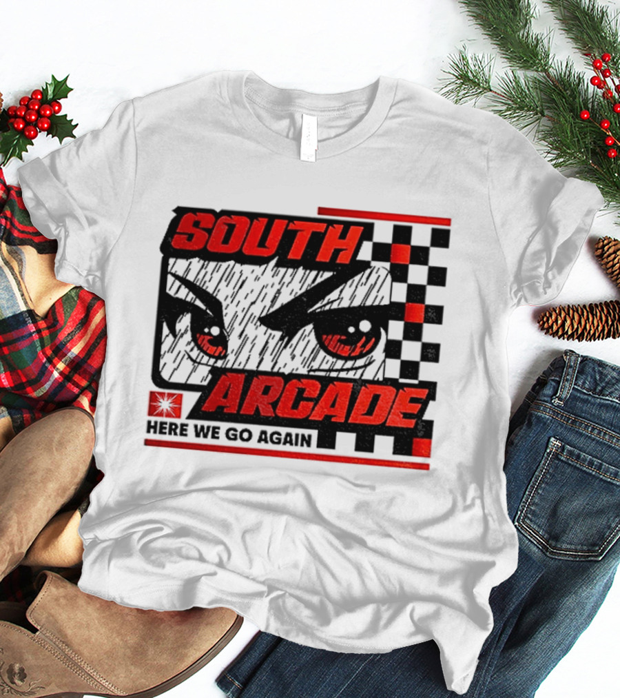 South Arcade Here We Go Again Checkerboard Eyes T-Shirt