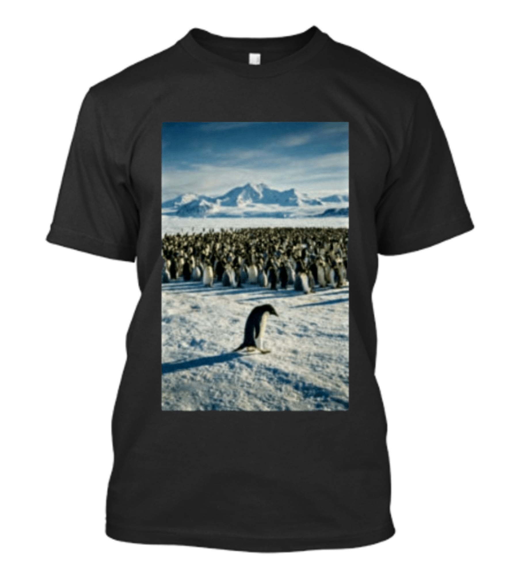 Against The Current Solitary Penguin Aesthetic Arctic Landscape T-Shirt
