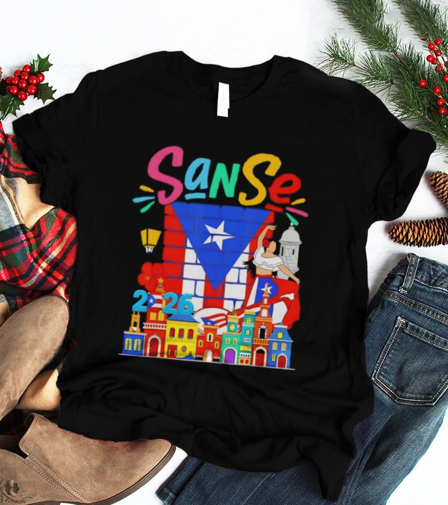 Sanse Festival 2026 Puerto Rican Culture Celebration San Sebastian Balcones De Cora T-Shirt